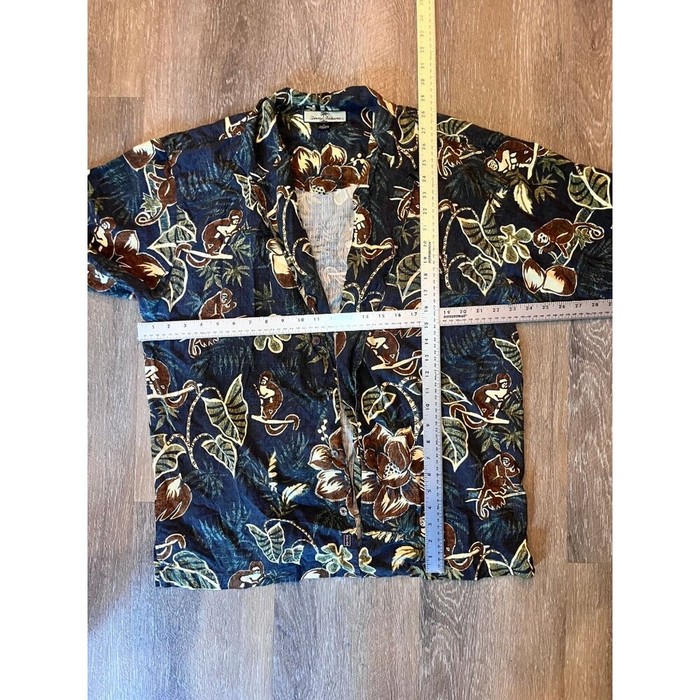 Tommy Bahama Monkey Leaf Print Blue Button Front Shirt Men’s M - Picture 4 of 6